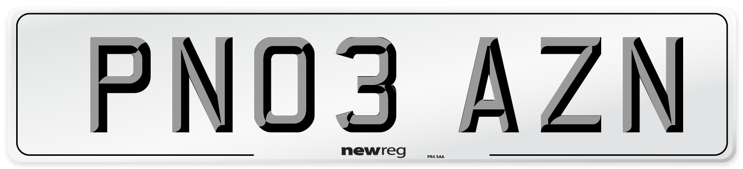 PN03 AZN Number Plate from New Reg